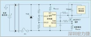 圖1：一個簡單的-48V熱插拔電路。