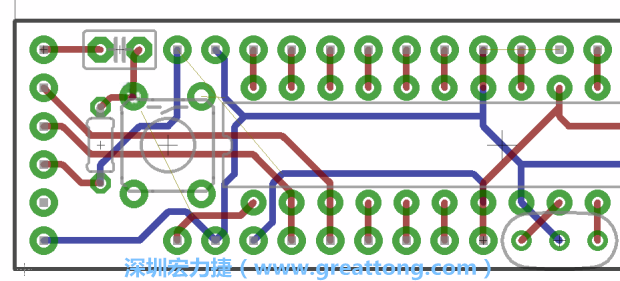 4.2. 然后在電路板的背面進(jìn)行布線。